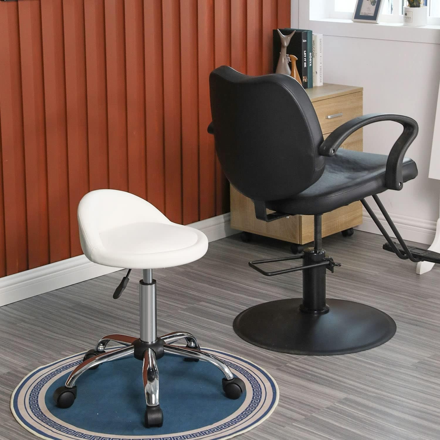 Height Adjustable Rolling Stool Swivel Pedicure Stool Adjustable Drafting Salon