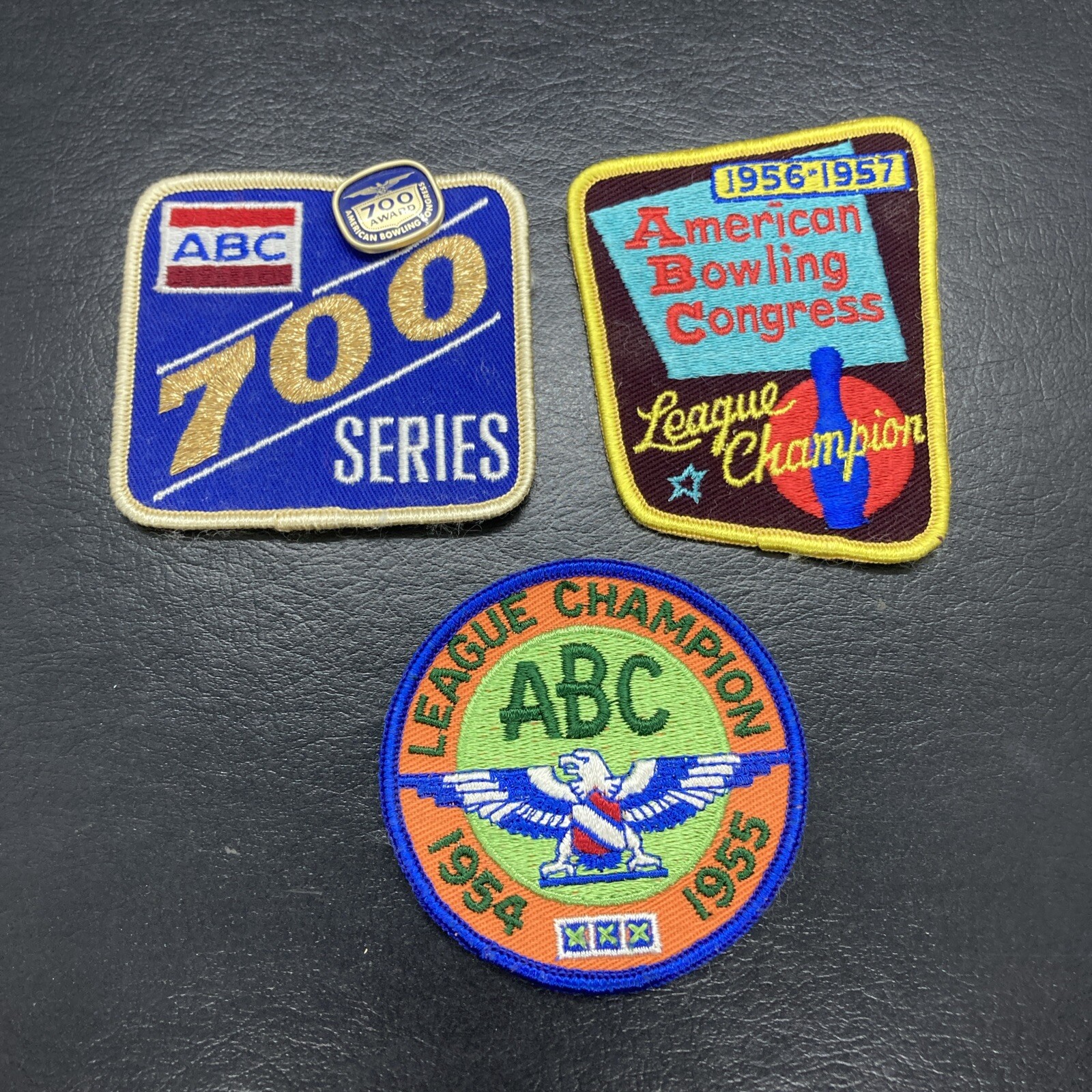 Vintage ABC 700 Series Bowling Patch Beige Trim Plus Two Other Patches As Is