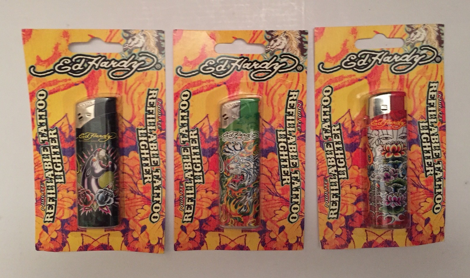 3 Lighter SEALED ED HARDY REFILLABLE TATTOO LIGHTER -any 3 Random