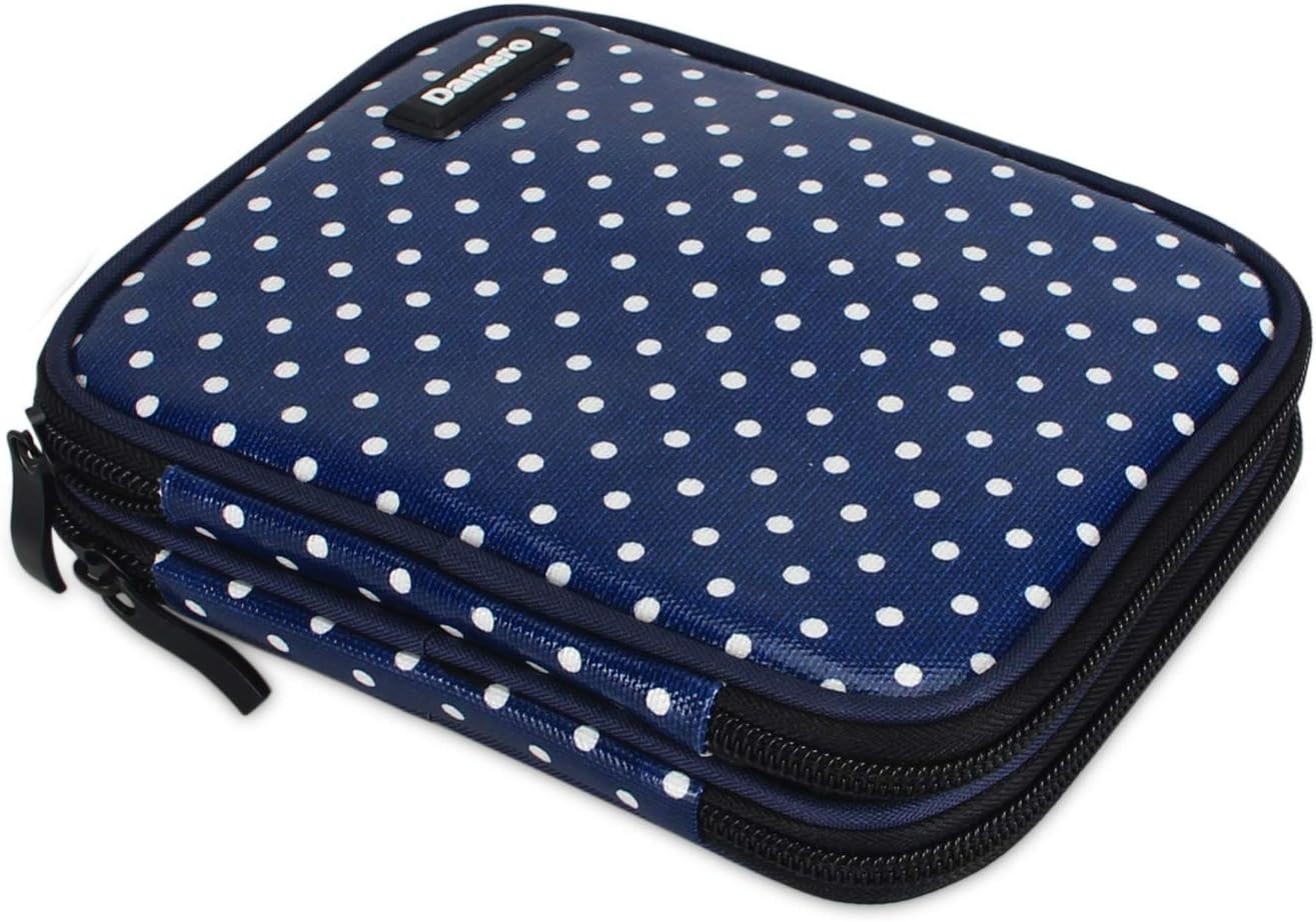 Lightweight Blue Dots Crochet Case - Organized Storage for Needles & Accessories