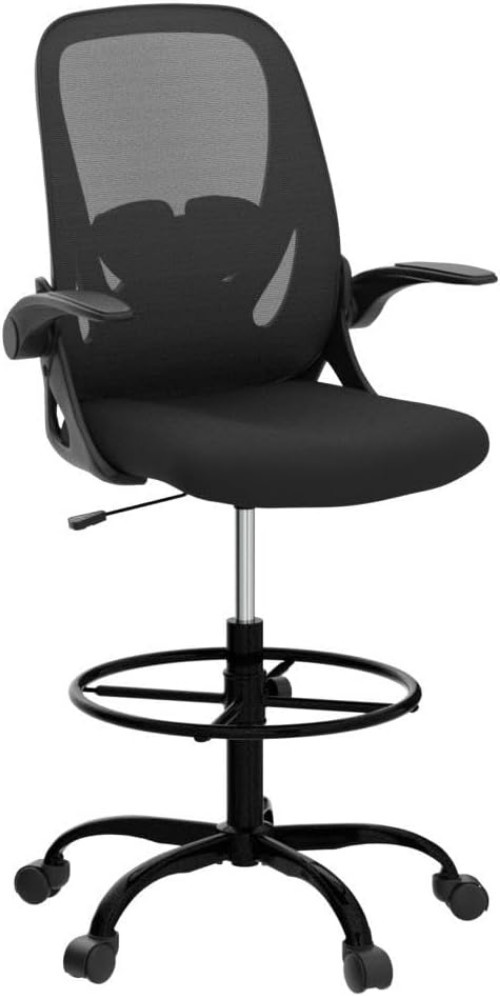 Drafting Chair Tall Office Chair with Flip-up Armrests Executive Ergonomic Co...