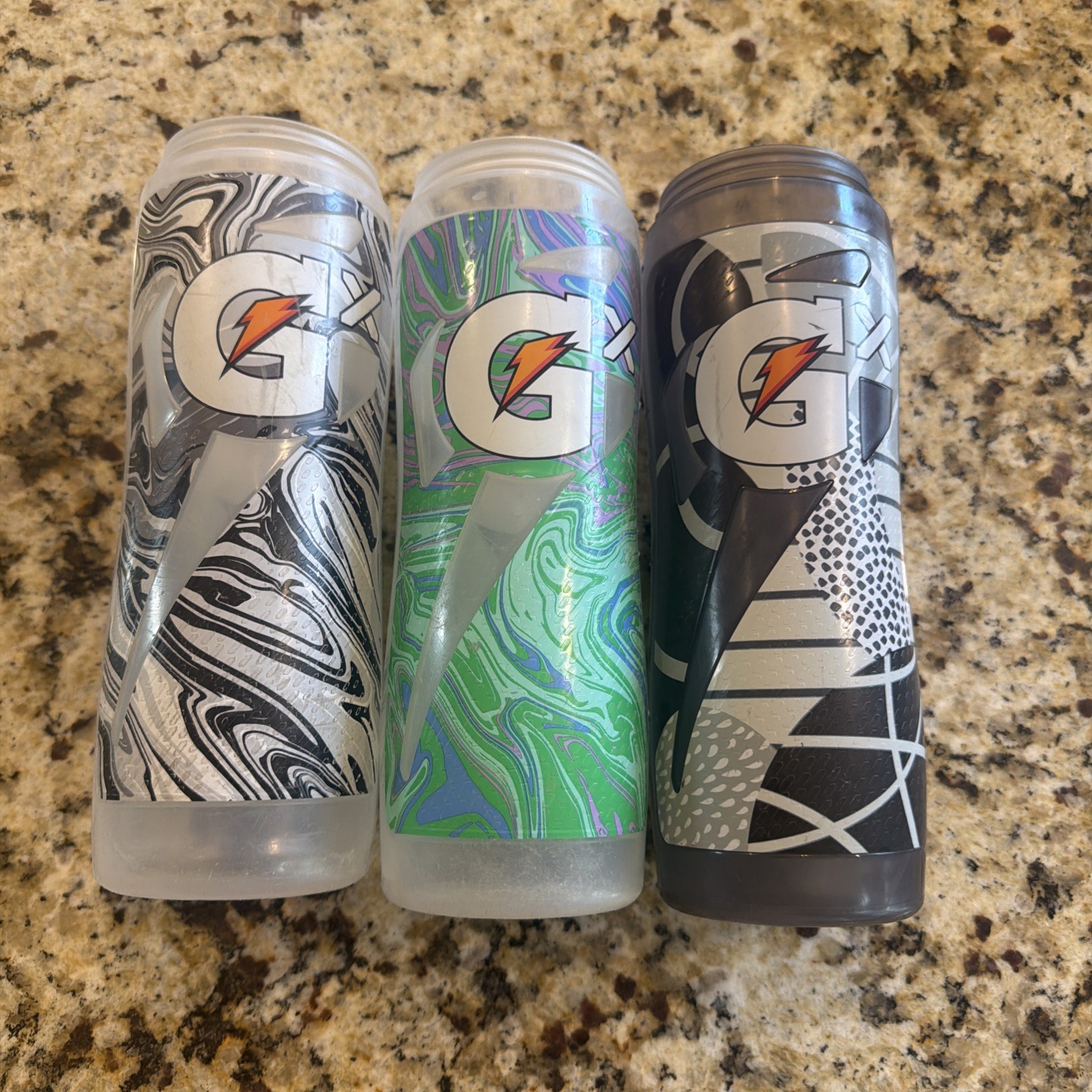 3 Gatorade 30oz GX Bottles No Lids Used Good Condition