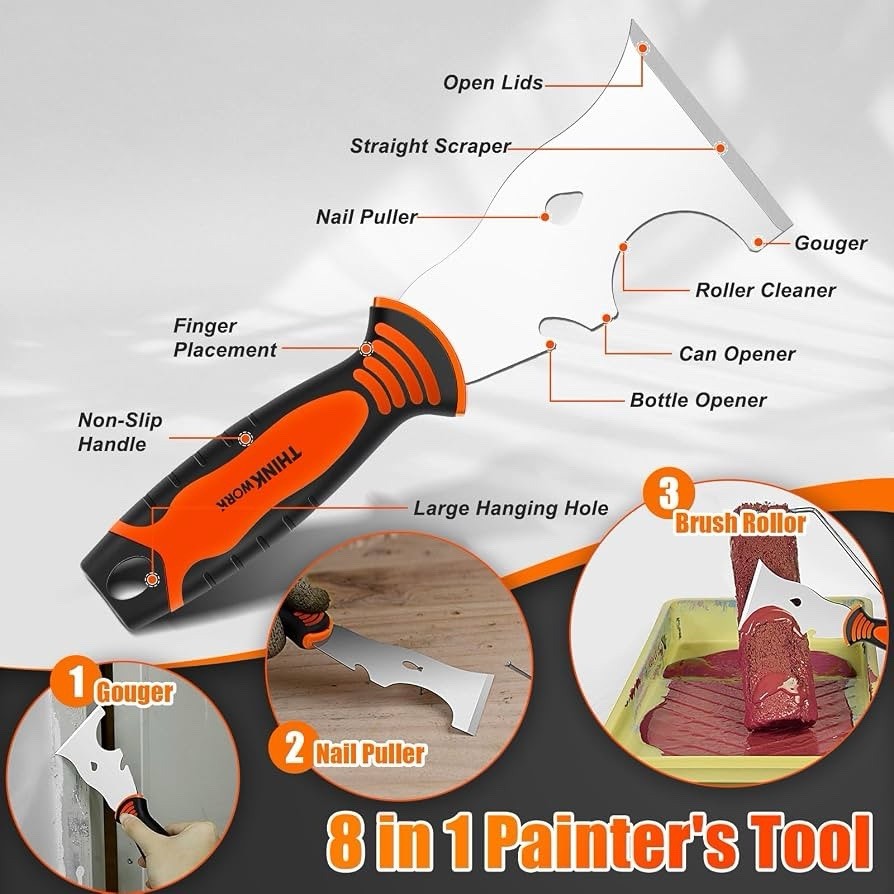 THINKWORK Drywall Knife Set, 10Pcs Drywall Tools Includes Mud Pan