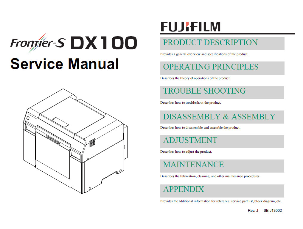 Service program Epson Fuji DX100 Version 1.7 Service Manual