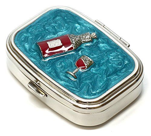 Speert Durable & Portable Metal Pill Boxes Model 9327 Aqua Green Marble Silver
