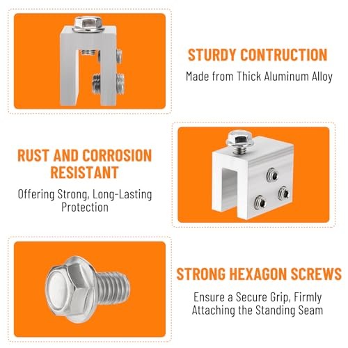 12PCS Standing Seam Roof Clamps, Metal Roof Fixing Clamps, Racking 12 Pack