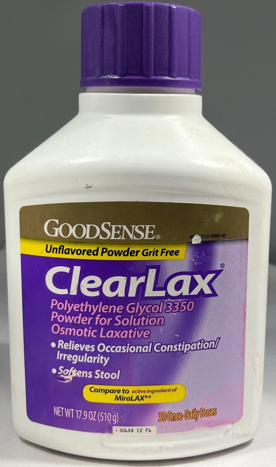 Goodsense ClearLax Polyethylene Glycol 3350, 17.9 oz. - EXP: 8/26