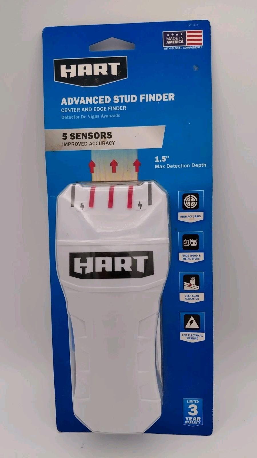 HART ~ Basic Stud Finder with 3 Sensors for  Accuracy .