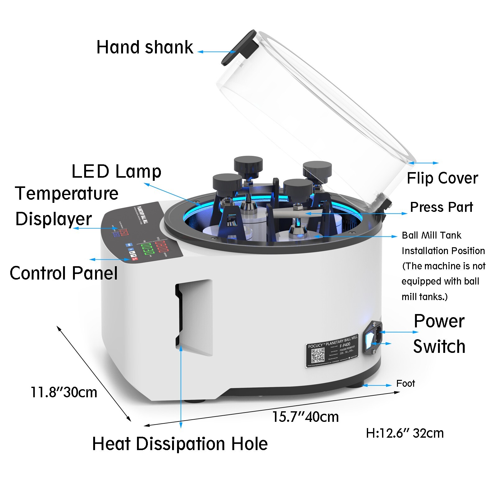 110V 400mL Lab Planetary Ball Grinding Mill Desktop Micro High-speed Silent