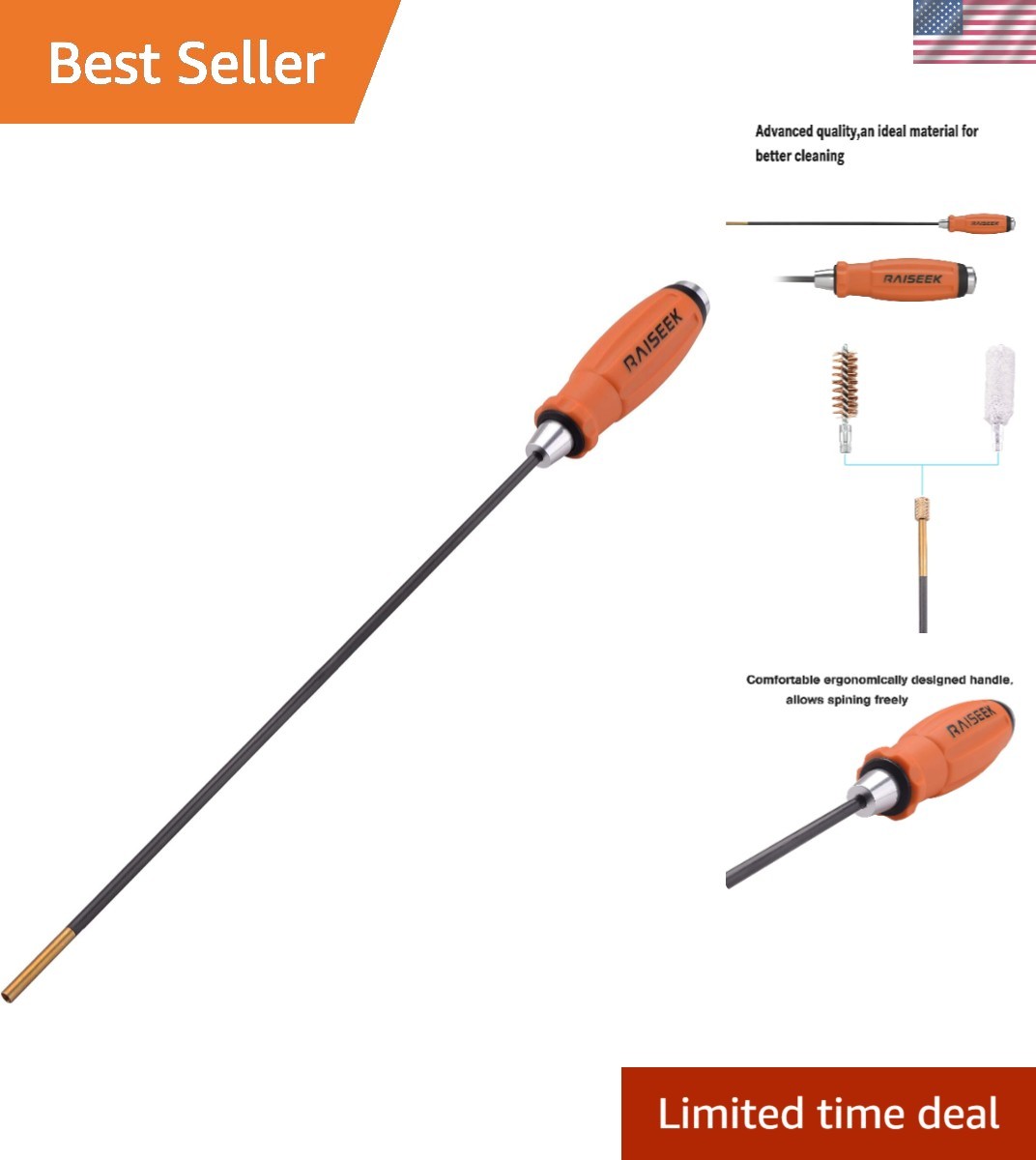 Carbon Fiber Gun Cleaning Rod - Ergonomic Handle & Seamless Rotation