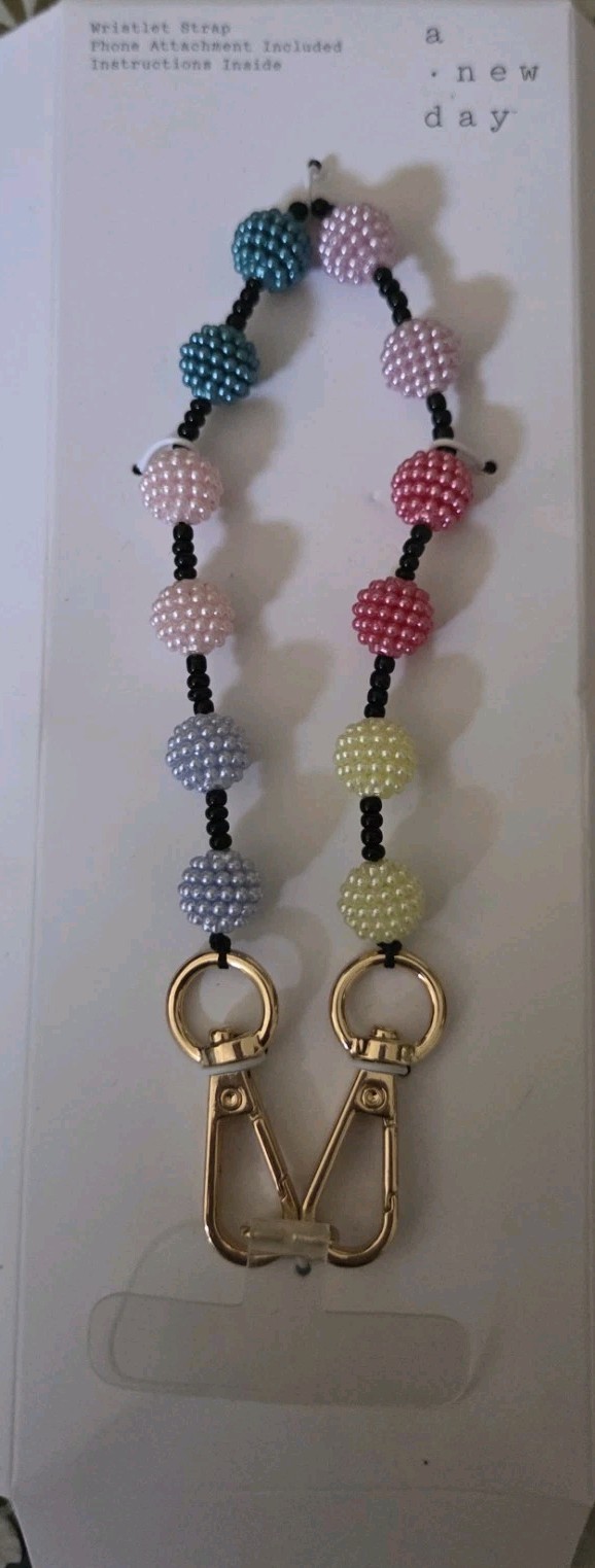 A New Day Wristlet Strap Accessory Phone Strap - Multi-Colored Beads No Box