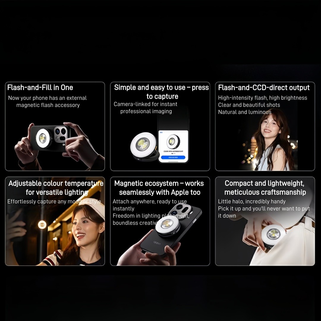 NEW OPPO Hasselblad Professional Magnetic Ring Light-Black for Android and iOS