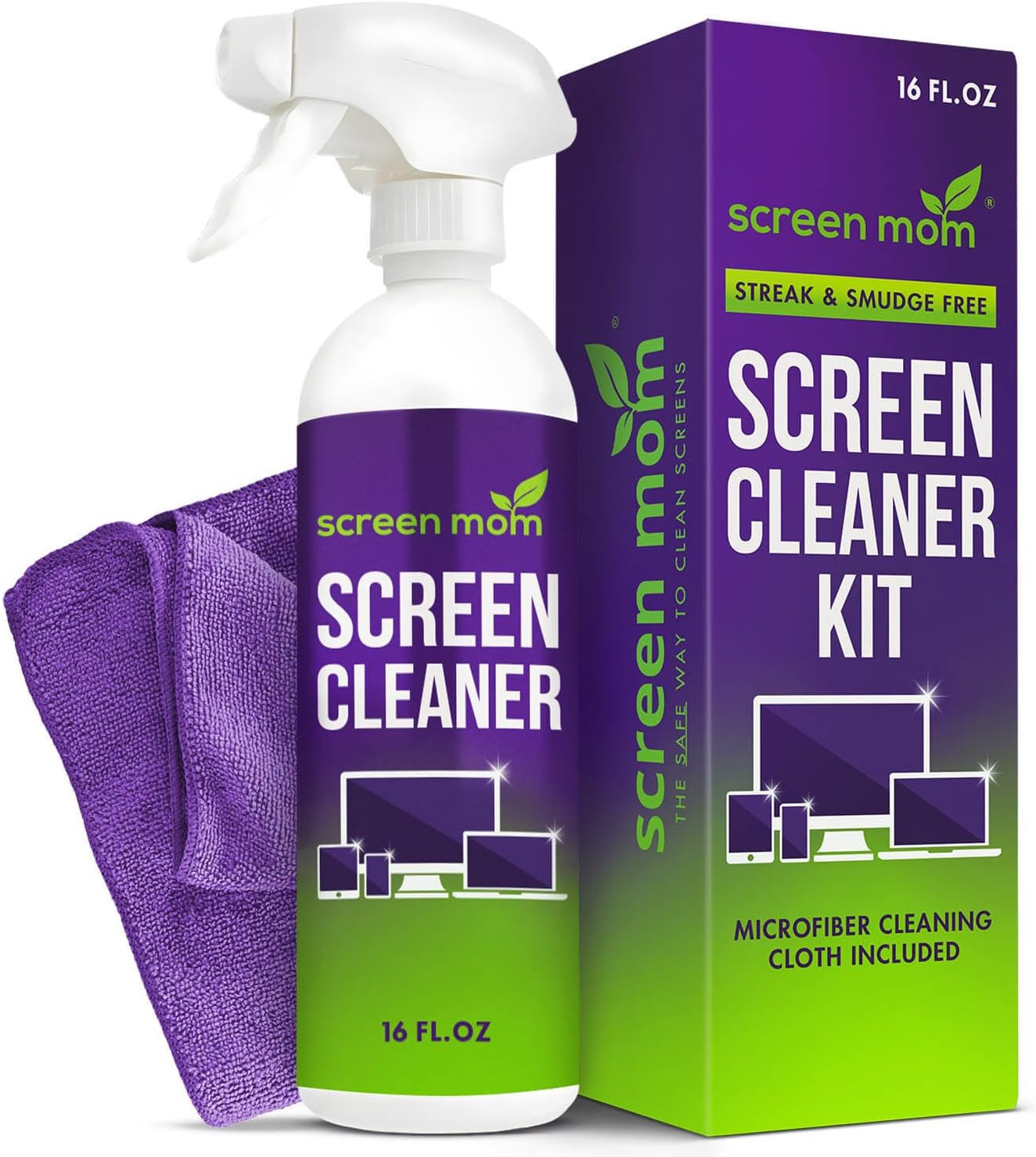 Screen Mom Screen Cleaner Spray and Microfiber Cloth 16Oz Screen Cleaner Spray a
