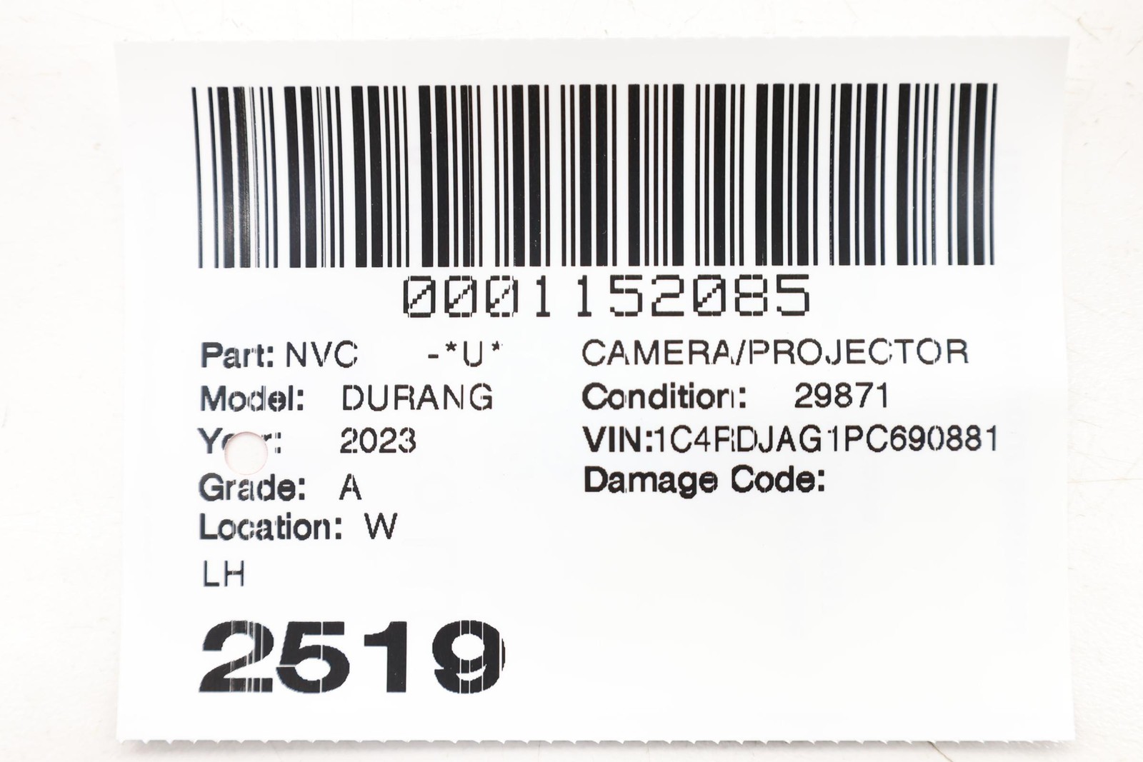 2023 DODGE DURANGO REAR LEFT OR RIGHT SIDE BLIND SPOT RADAR SENSOR OEM