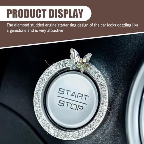 Bling Ignition Start Switch Decorative Ring, Inlaid Rhinestone 1 PC White