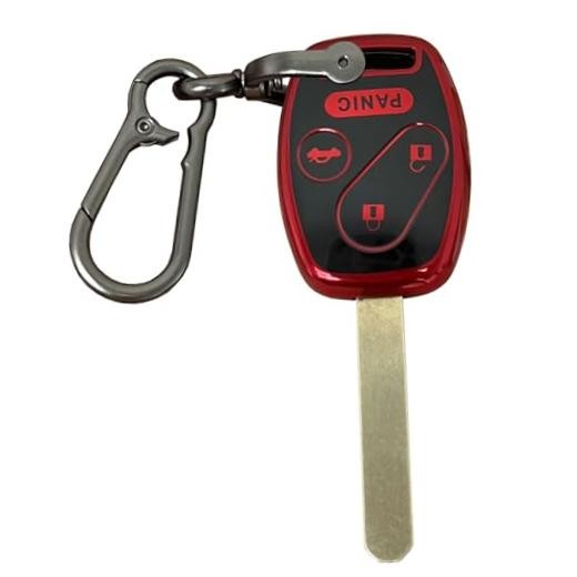 for Honda Key Fob Shell Keyless Entry Systems Fit for Honda 4 Buttons Black-Red