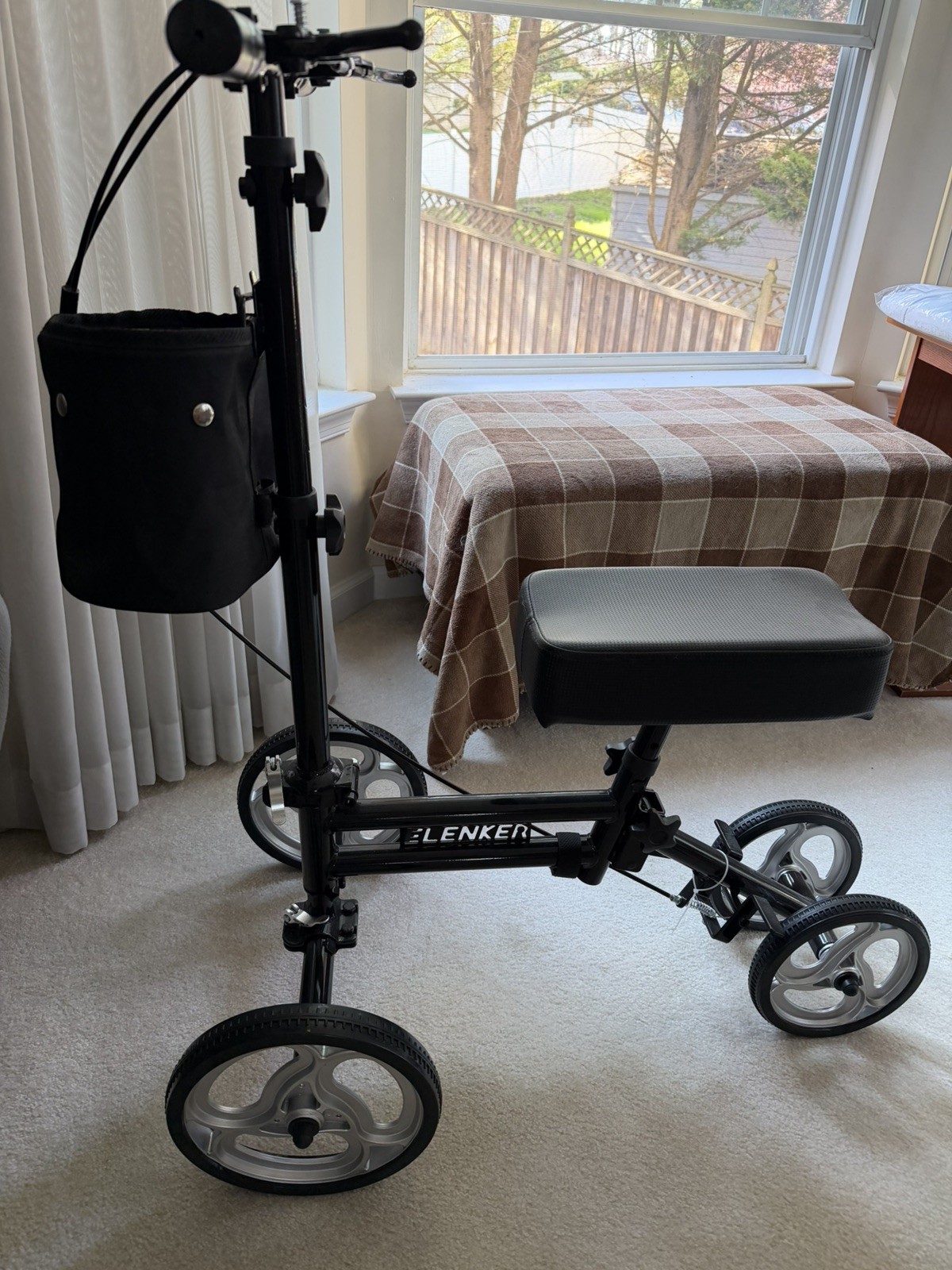 ELENKER BEST VALUE KNEE WALKER 10" FRONT WHEELS STEERABLE MEDICAL SCOOTER BLACK