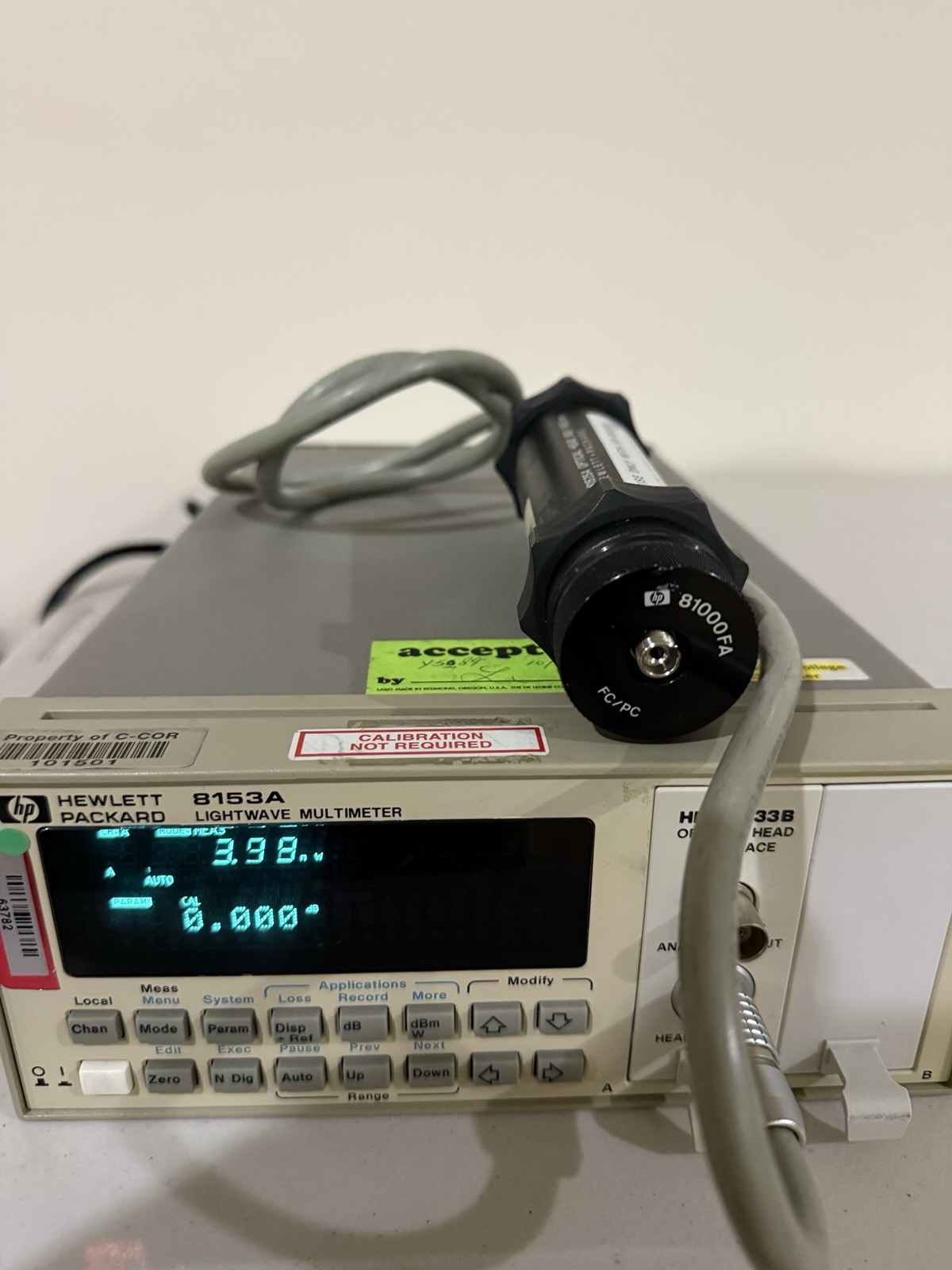 HP 8153A with 81533A Interface and 81525A Power Head