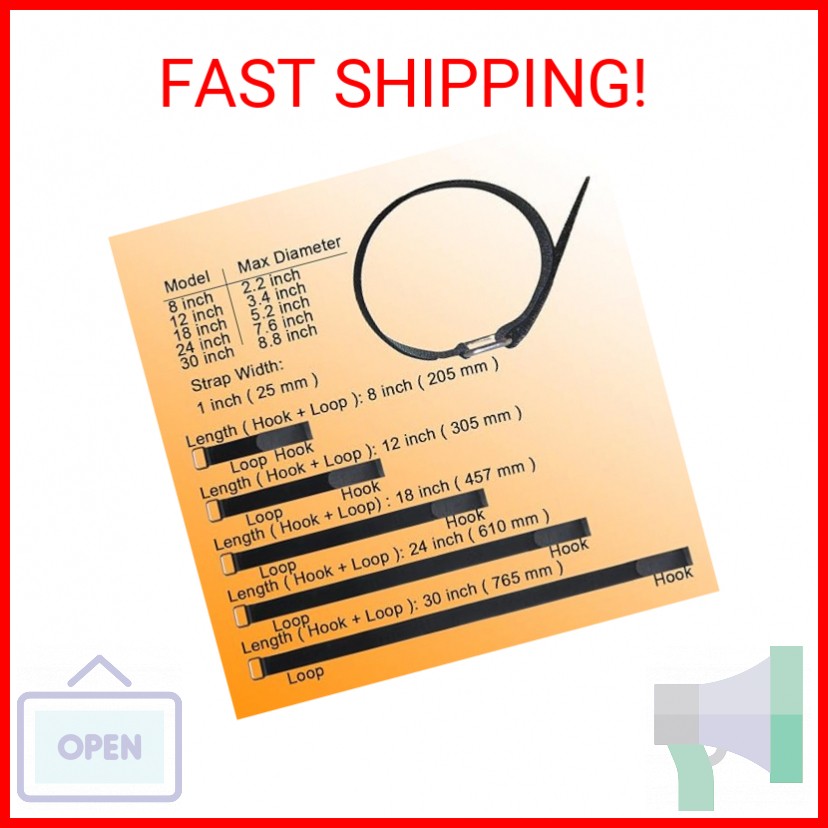 VIGAER 8"12"18"24"30" Hook and Loop Fastening Cable Strap - 30 Pack Reusable Nyl