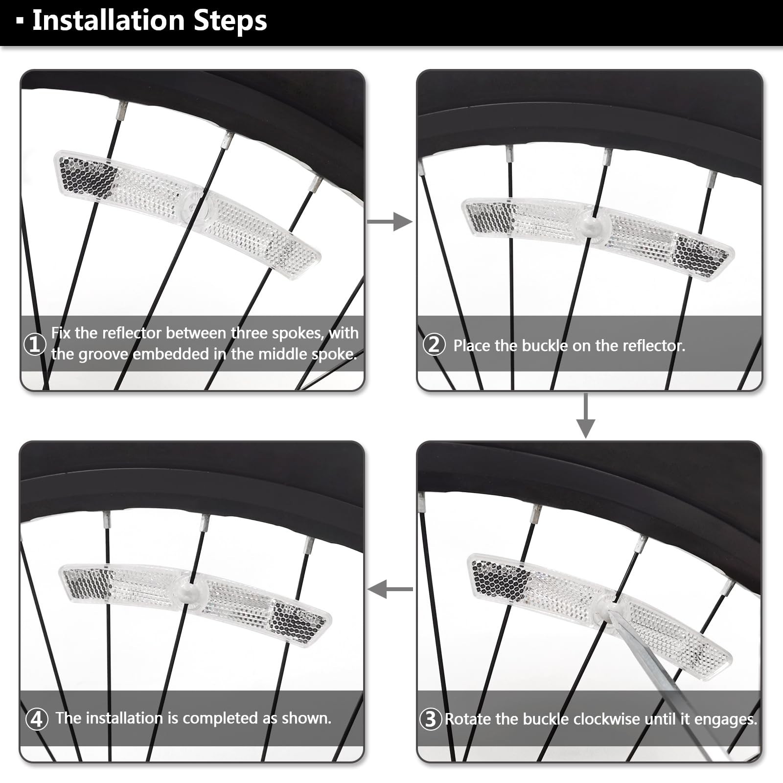 DEMYPROX Bicycle Wheel Reflector 4pcs White