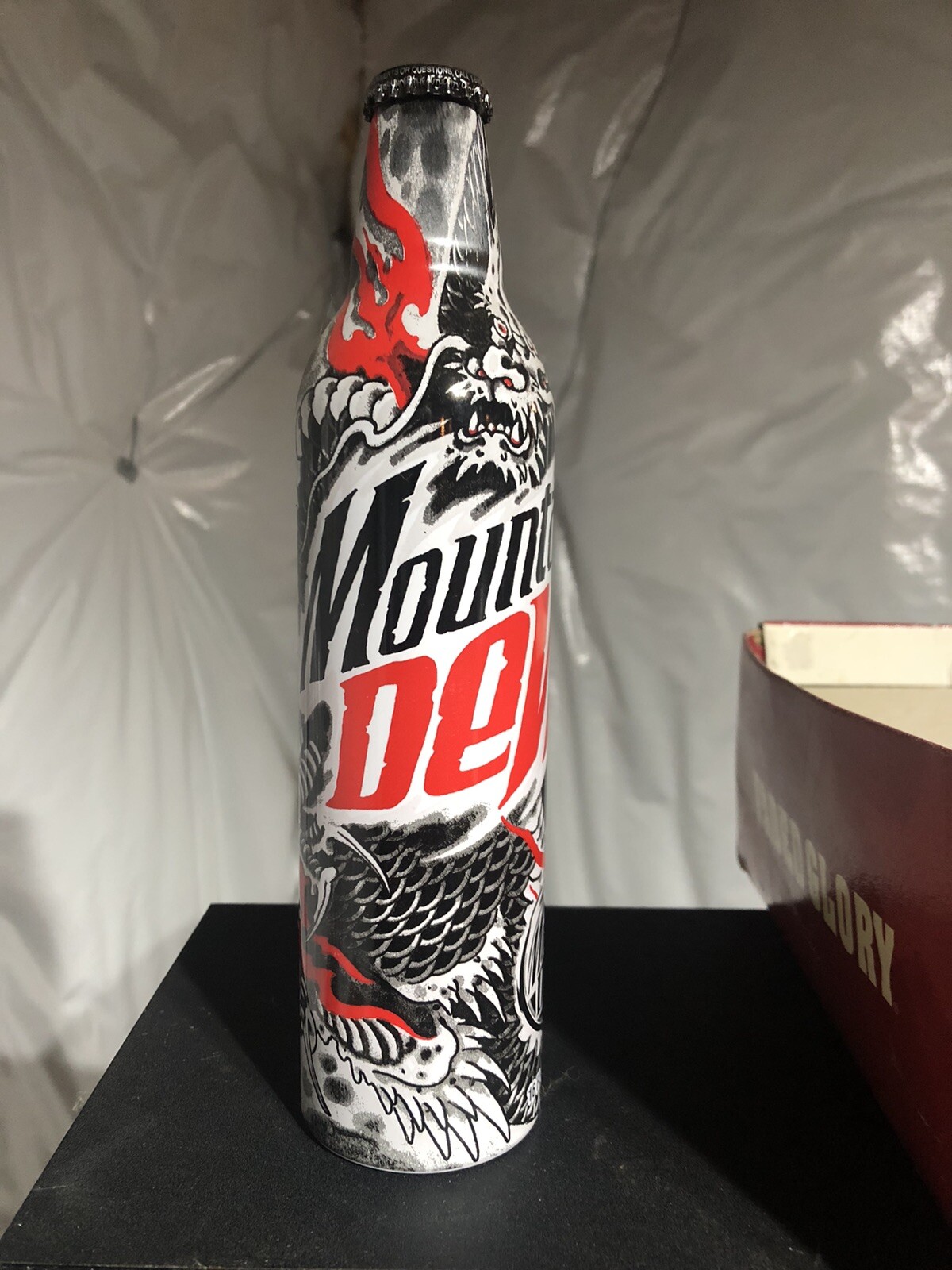 Mountain Dew Green Label Art Aluminum Bottles Collector With Cap Full No Dent