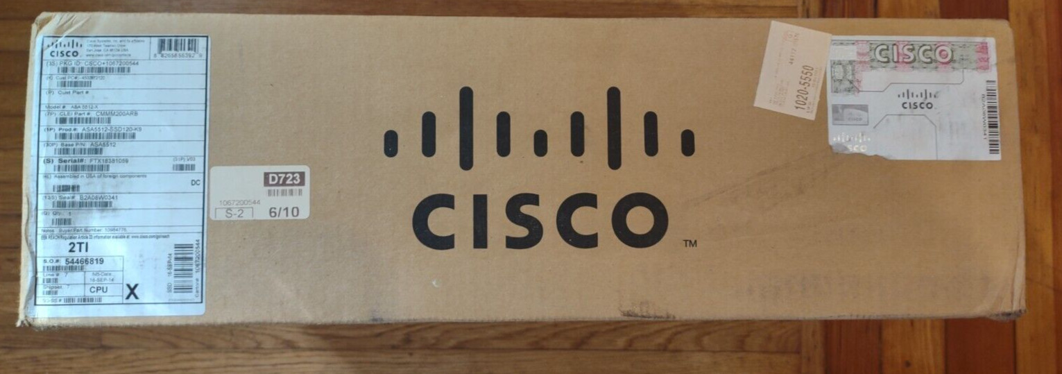 Cisco ASA5512-SSD120-K9 ASA 5512-X Security Firewall w/6GE Data SSD 120 GB - NIB
