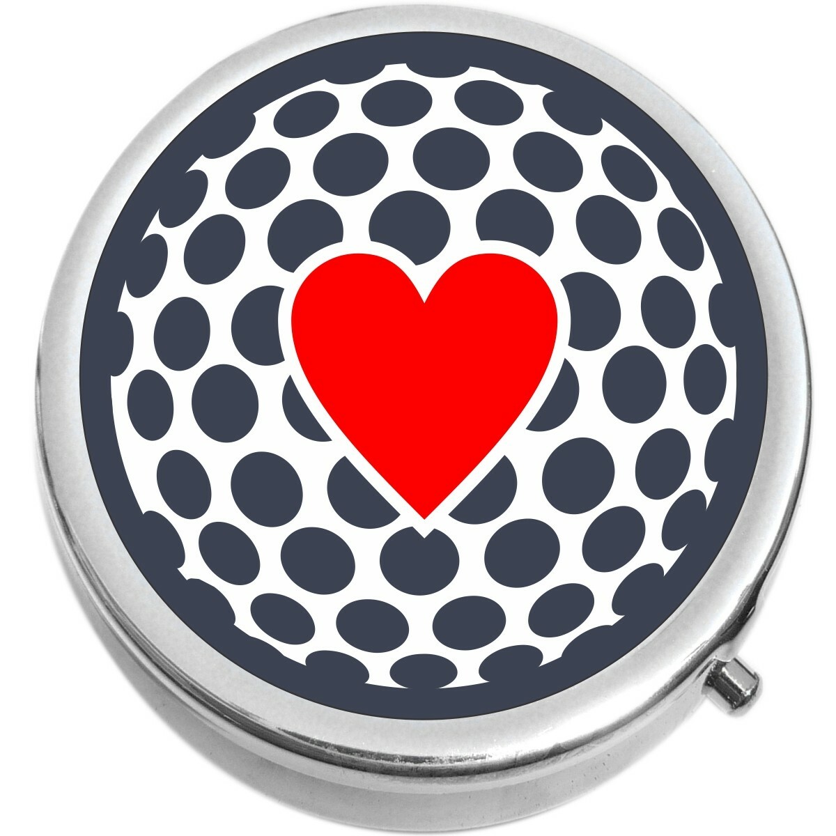 Heart on Golf Ball  Medicine Vitamin Pill Box