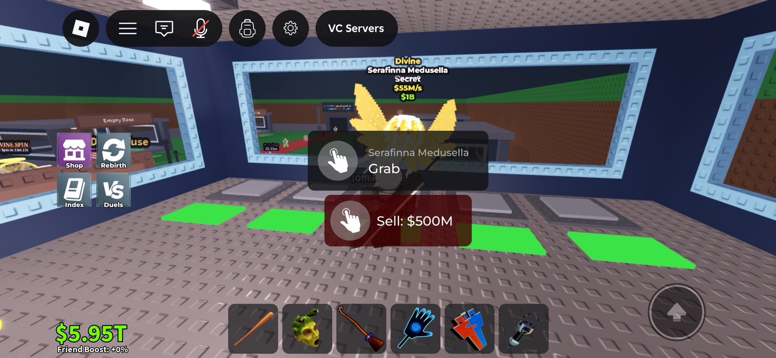 Roblox Secret Divine Serafinna Medusella $55M/s $1B Game Asset Screenshot