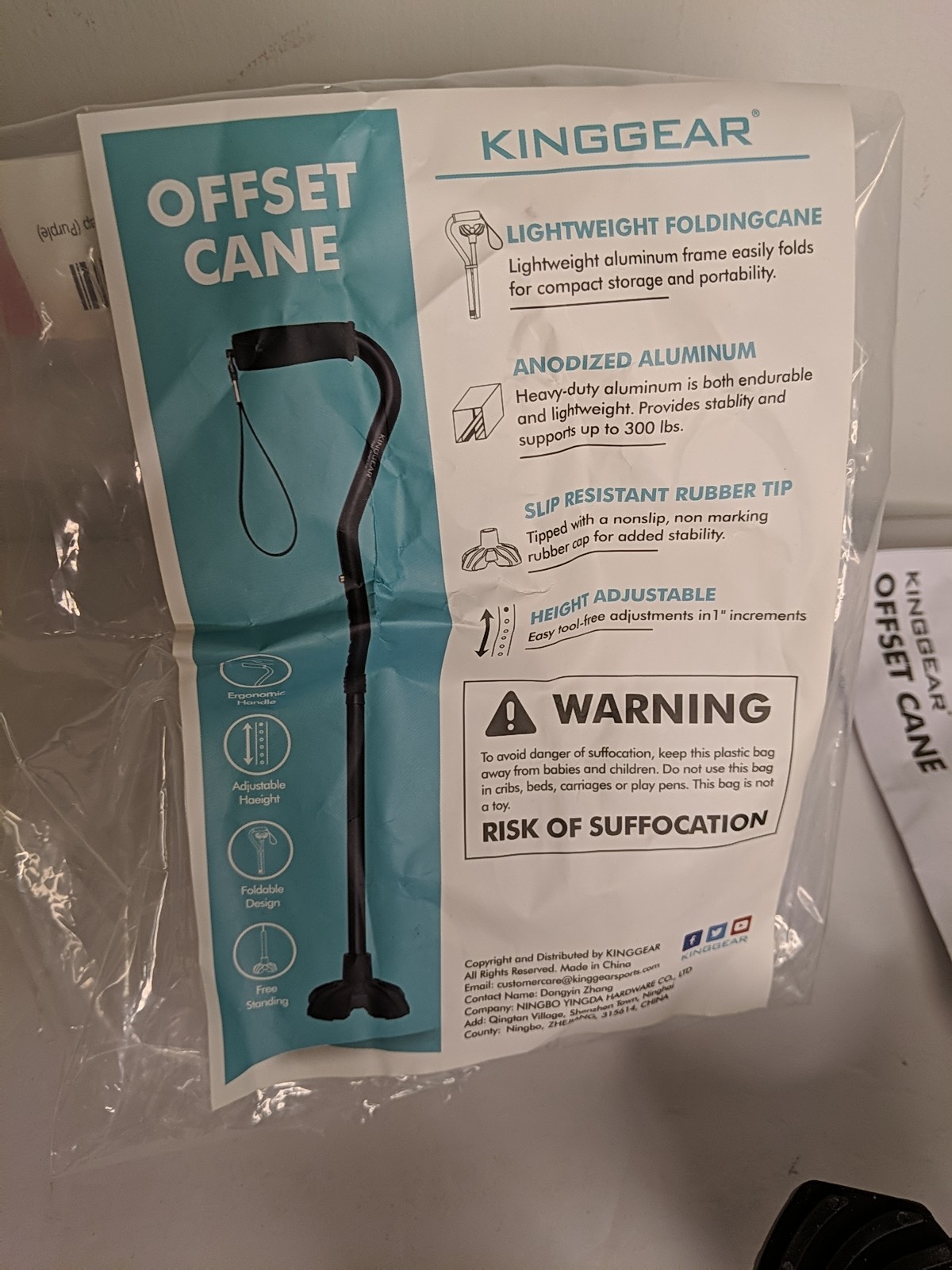 Kinggear Offset Walking Cane Lightweight and Sturdy Offset Purple Stick
