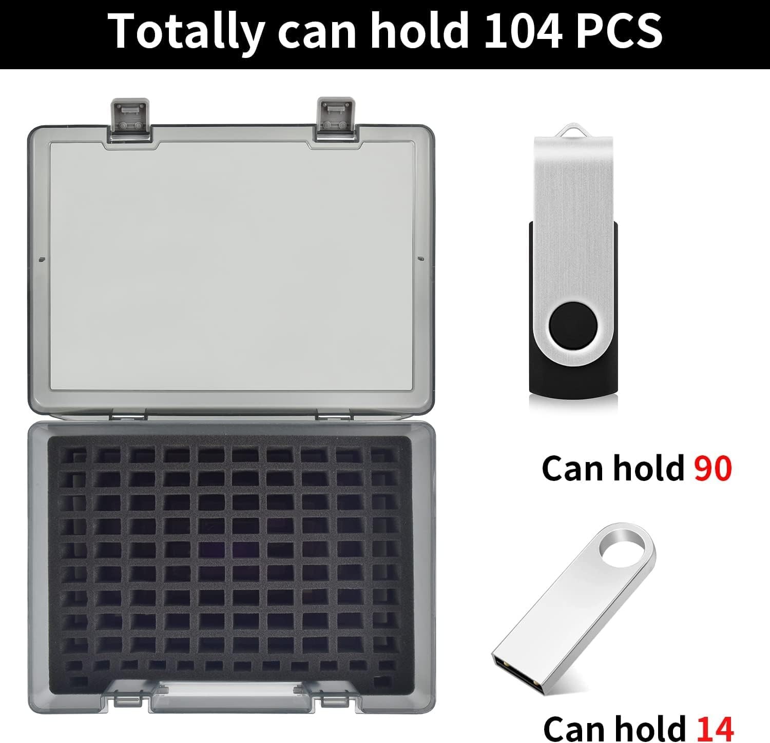 Flash Drive Case USB Memory Stick SD Card Storage Organizer- Holds Grey