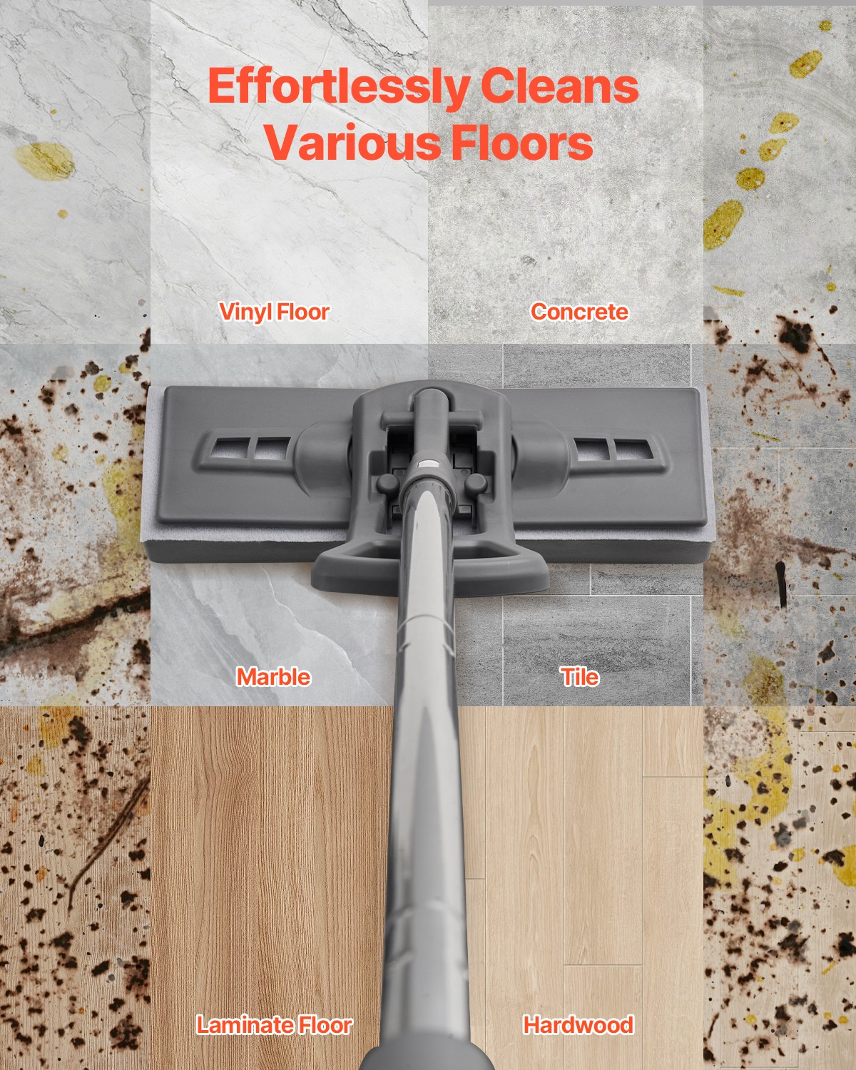 VEVOR 2-Piece Sponge Mop Replacement PU Head Replacement with Hook & Loop