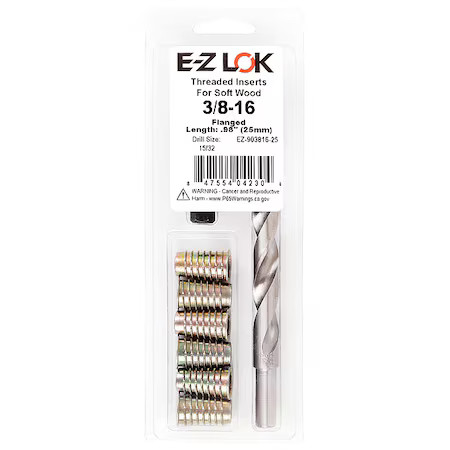 Thread Repair Kit, Hex Drive Threaded Inserts, 3/8"-16, Hexavalent Chromium