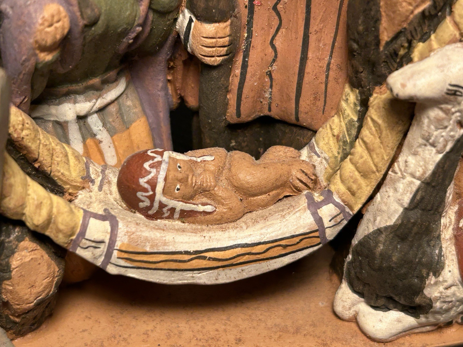 Peruvian Style Clay Folk Art Nativity Creche Figurine Sculpture 6” Holy Family
