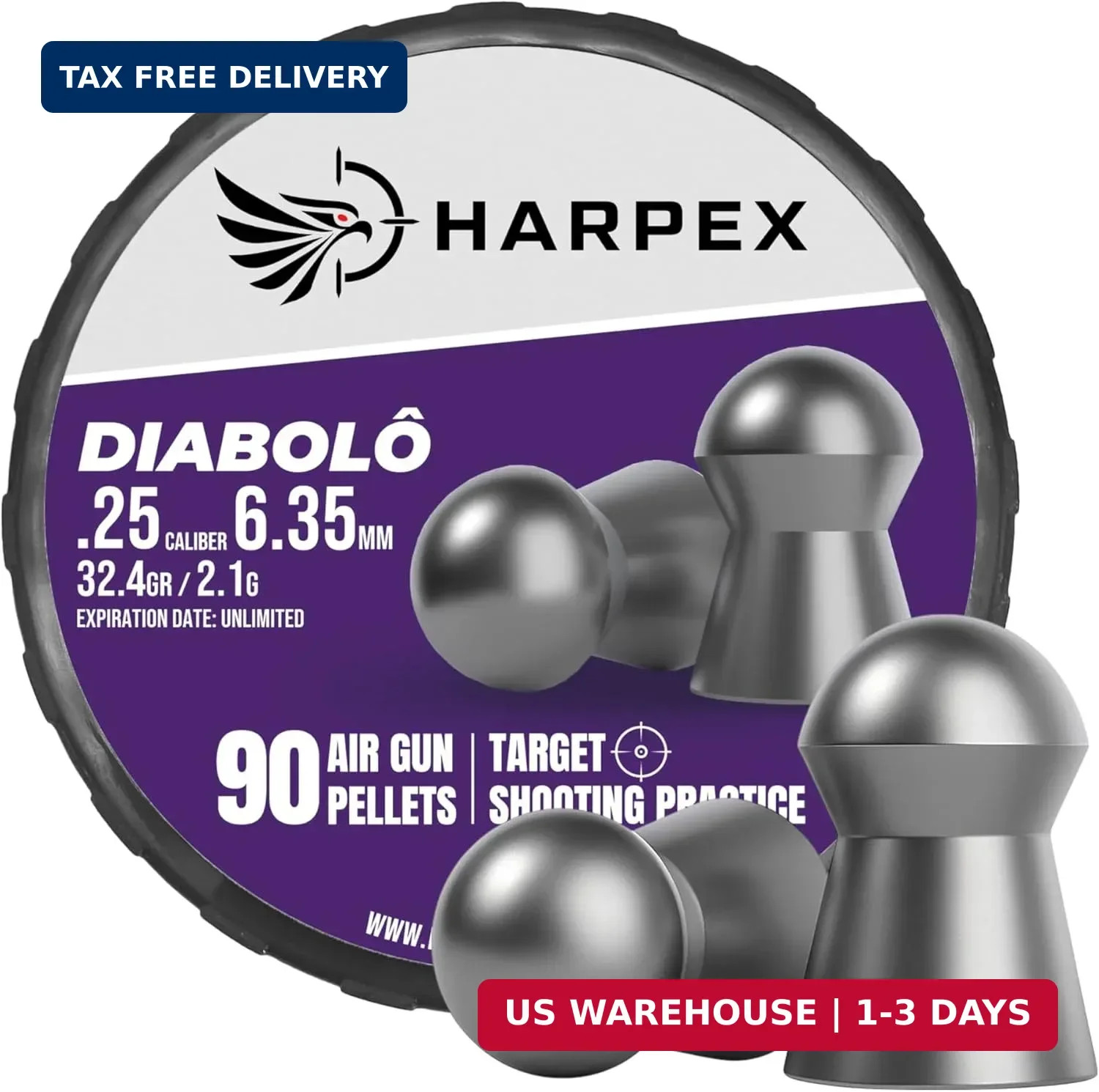 Harpex Diabolo .25 Cal Airgun Pellets - 32.4 Grain Domed Heavy Design - Ultra Pr