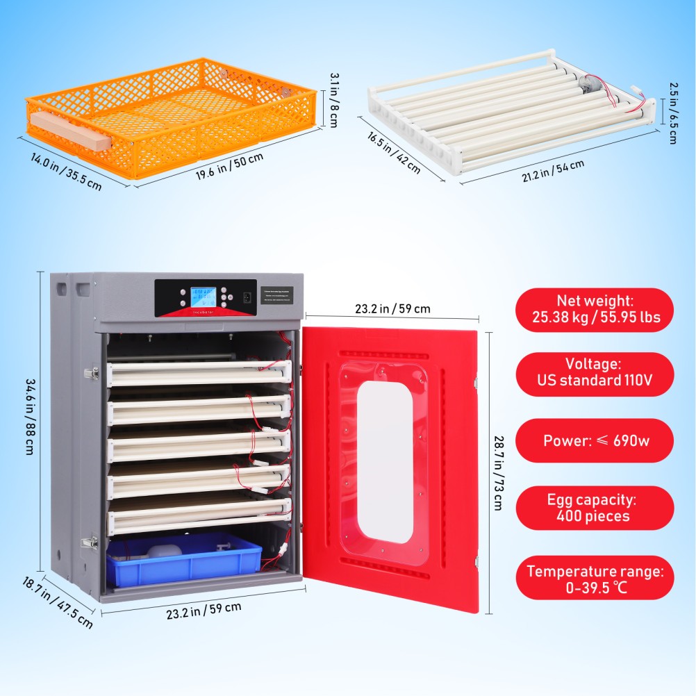 400 Egg Incubator Automatic Egg Turning & Temperature Control Digital Incubators