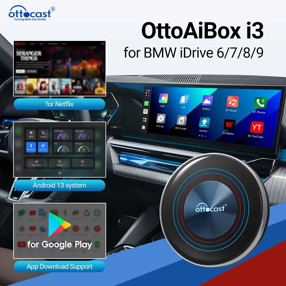 Ottocast I3 Android Multimedia Player AIBOX for BMW Carplay Streaming Box YT+TK