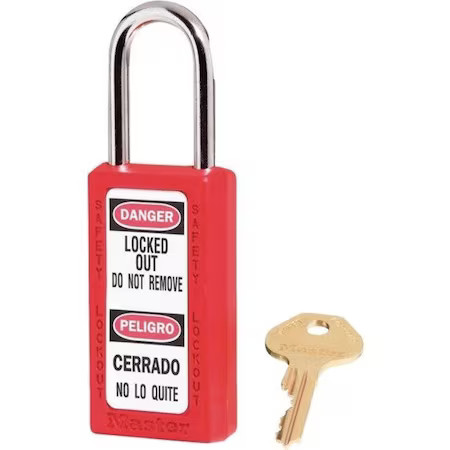 Master Lock 411Red Zenex Thermoplastic Safety Padlock, 3 In H, 1-1/2 In Wide