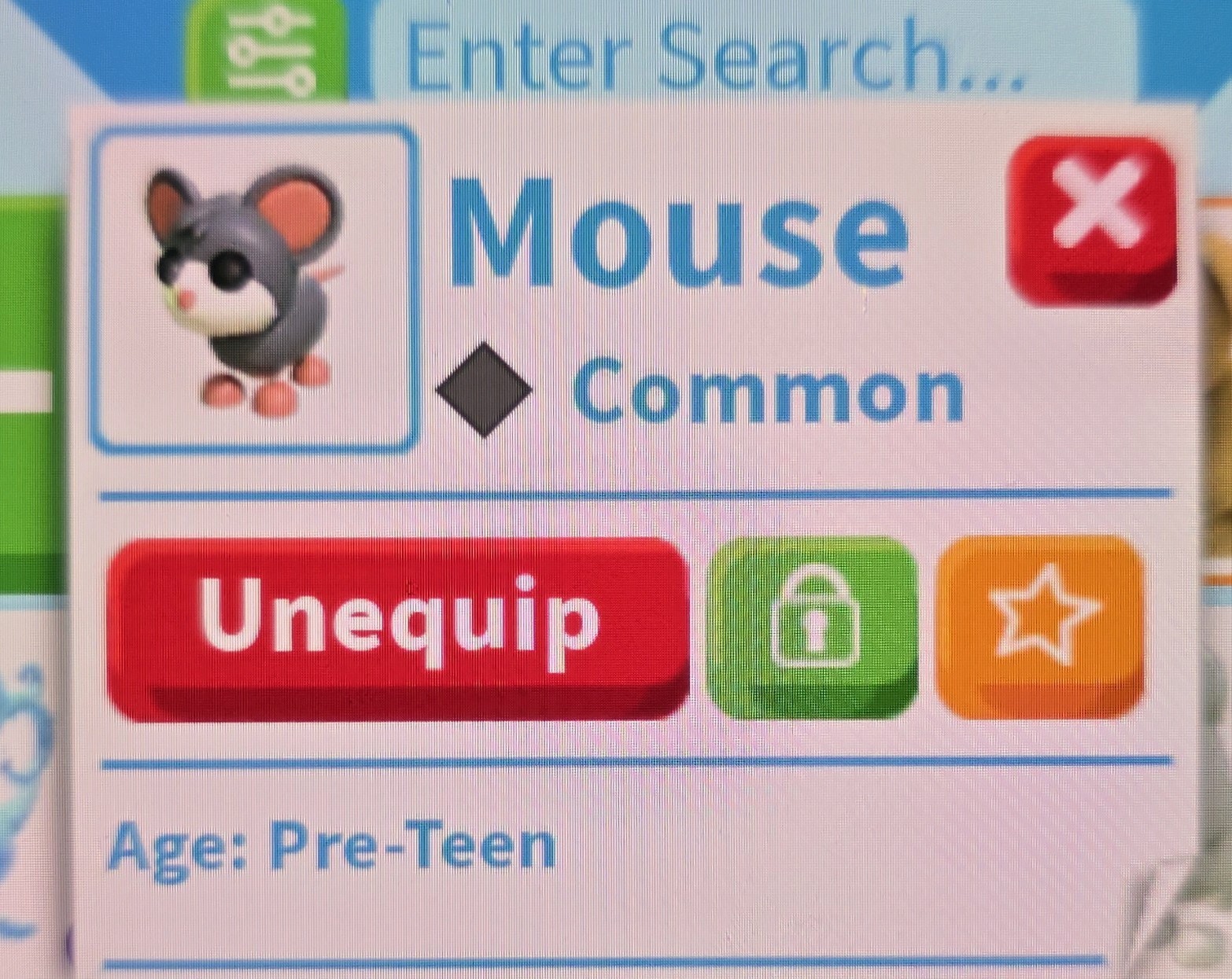 Adopt Me! Mouse In-Game Pet Asset, Common, Pre-Teen