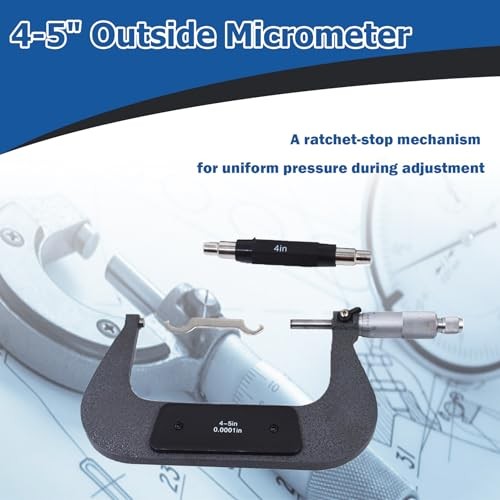 4-5" Precision Outside Micrometer 0.0001" Carbide Tipped for Precision