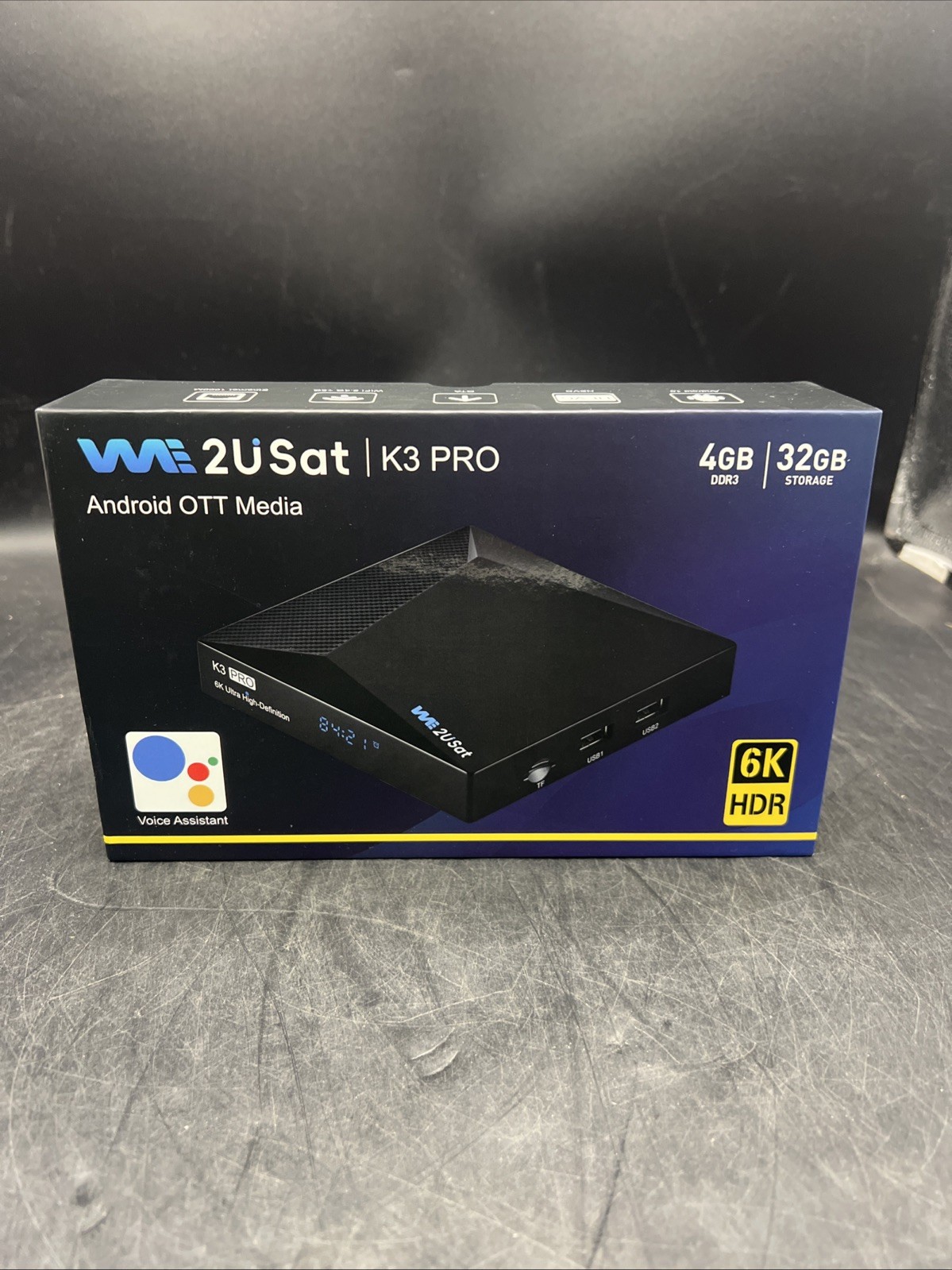 *FOR PARTS* We2USat K3 PRO Android TV Box w/ Bluetooth Voice Remote & Wi-Fi 6