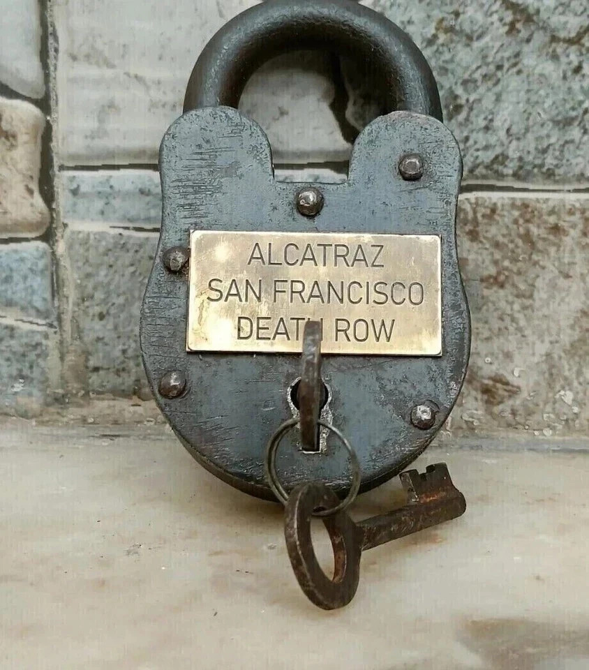 Alcatraz Padlock 5'' Cast Iron Functional Lock & 2 Key Antique Style Lock
