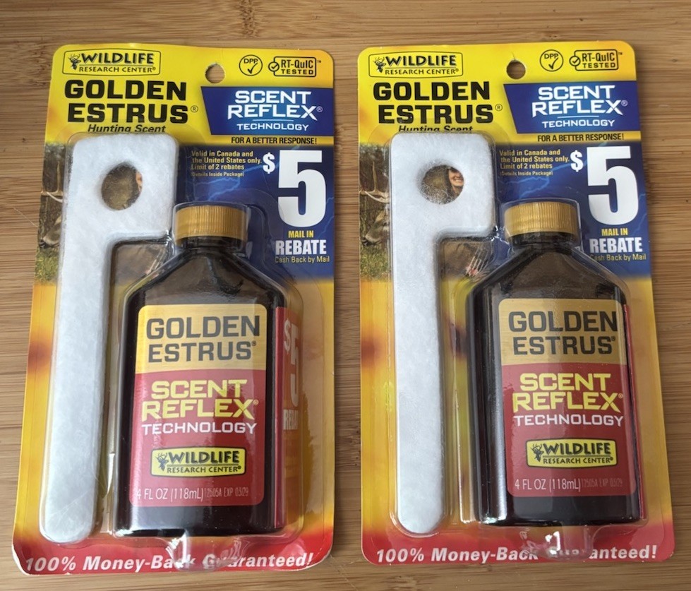 2 New Bottles Wildlife Research Golden Estrus Scent Reflex 4 Oz Each