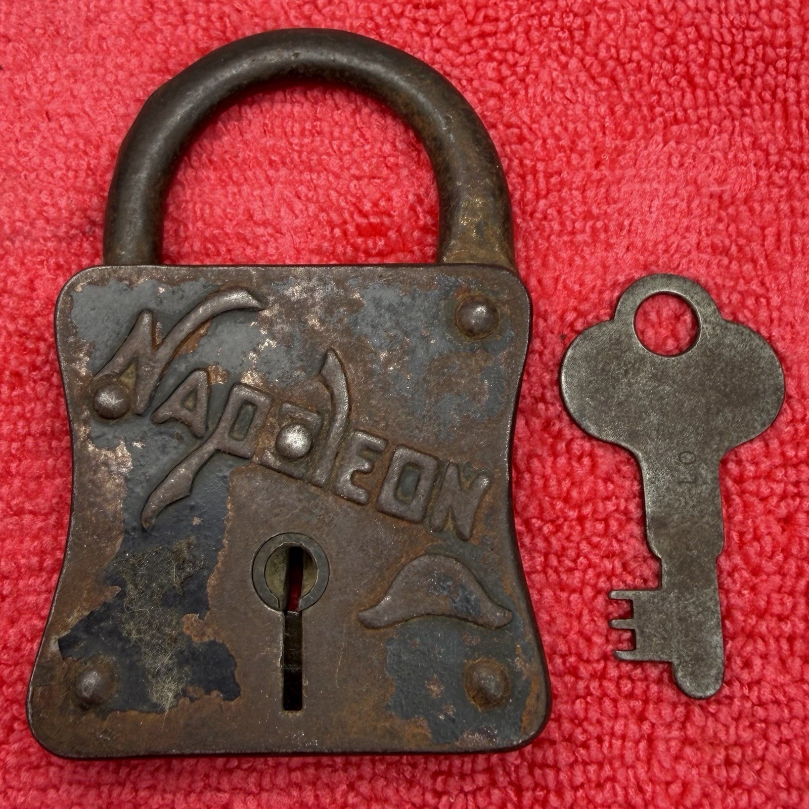 Napoleon Vintage Collectible Padlock Metal Lock with Key Rare Antique TESTED