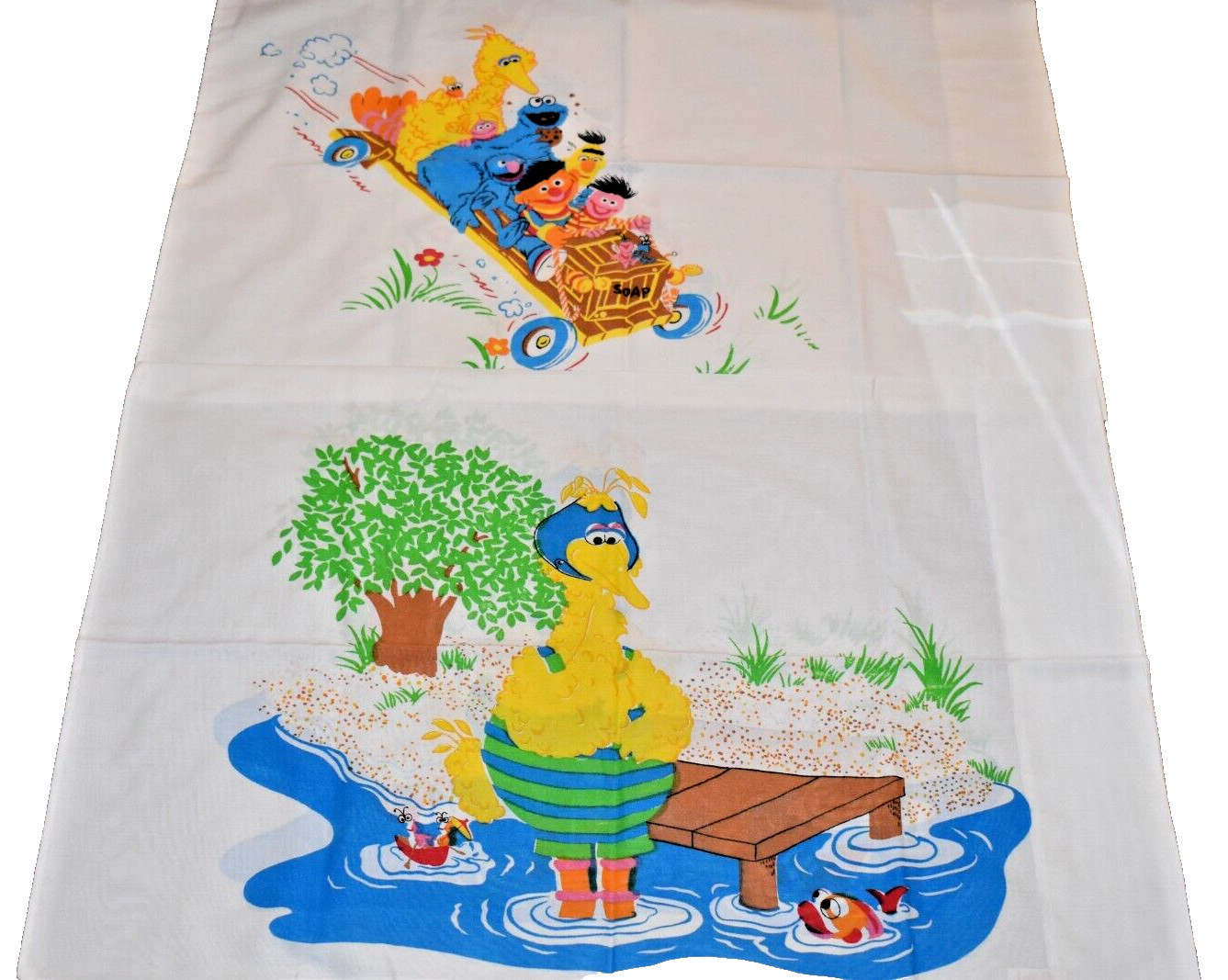 j9 !WOW! Vintage Set of 2 SESAME STREET Swim & Sledding Pillow Case Cases Pair