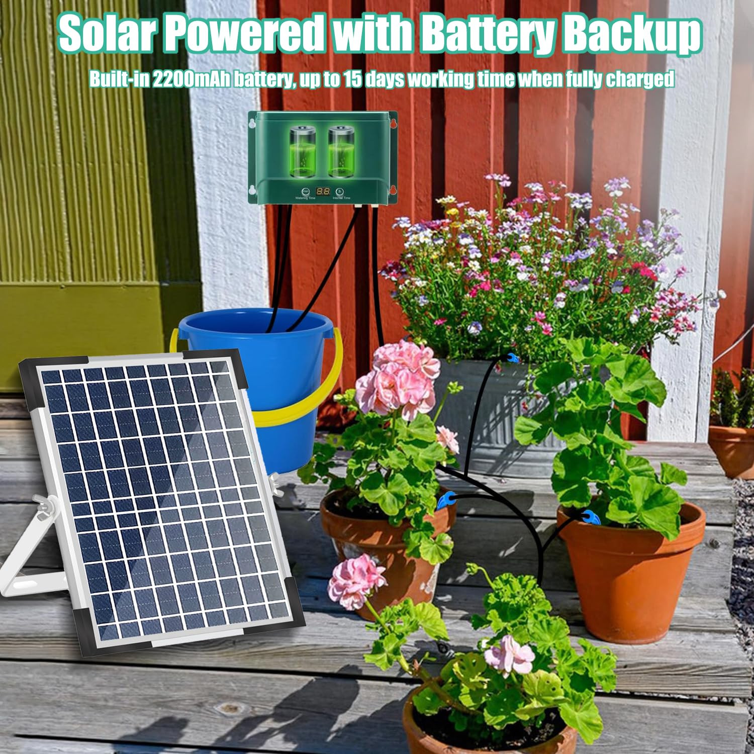 10W Solar Automatic Drip Irrigation Kit Auto Watering System Solar Powered Auto-