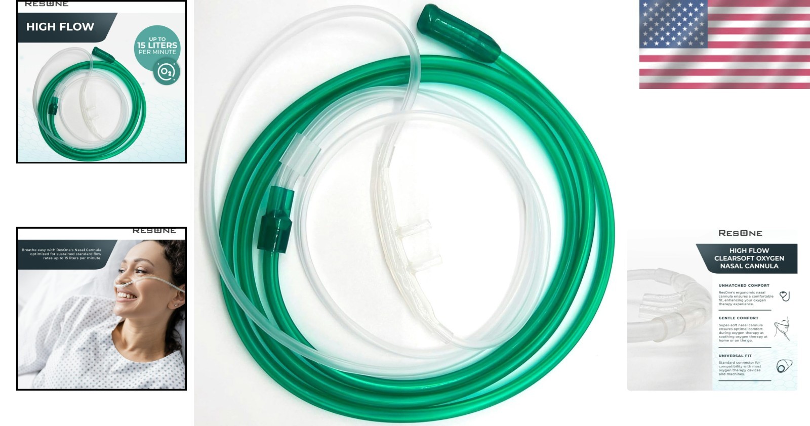 Soft Curved 7Ft Oxygen Nasal Cannula 5-Pack - Crush-Resistant & Comfortable Fit