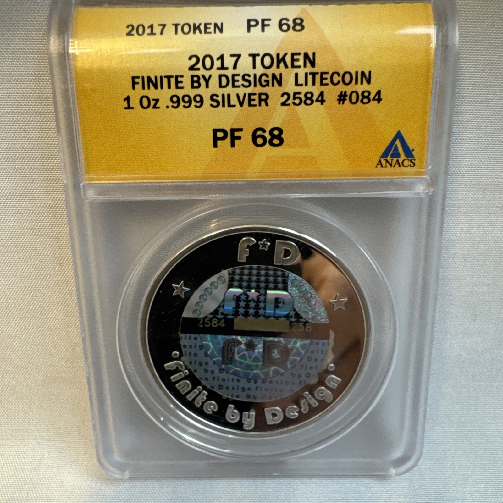FD "Finite by design"  2017 LTC" DIY sil PF68-bit coin Lealana CASASCIUS