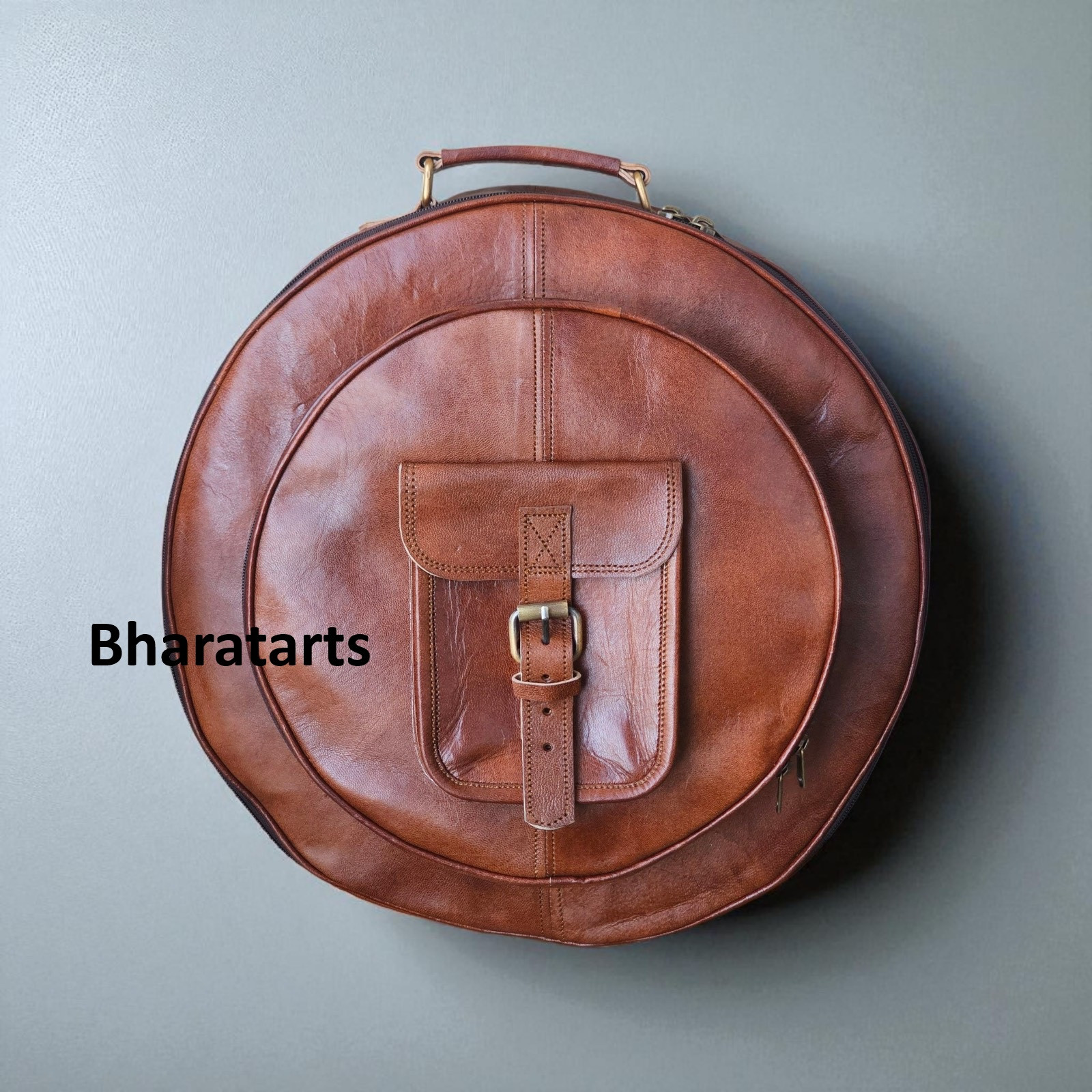 Leather Cymbal Bag Leather Backpack Cymbal Carrying Case Rucksack Vintage Bag