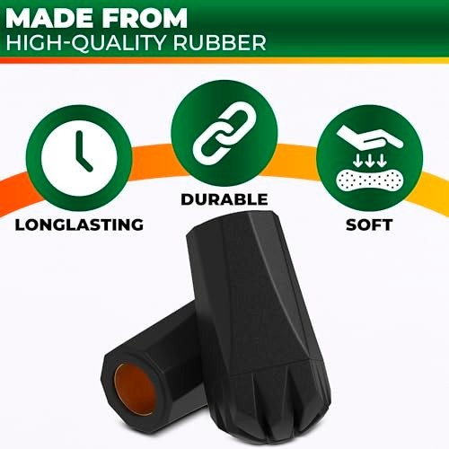 6 Rubber Tips for Hiking Poles Cane Tips Replacement Slip-Resistant Grip