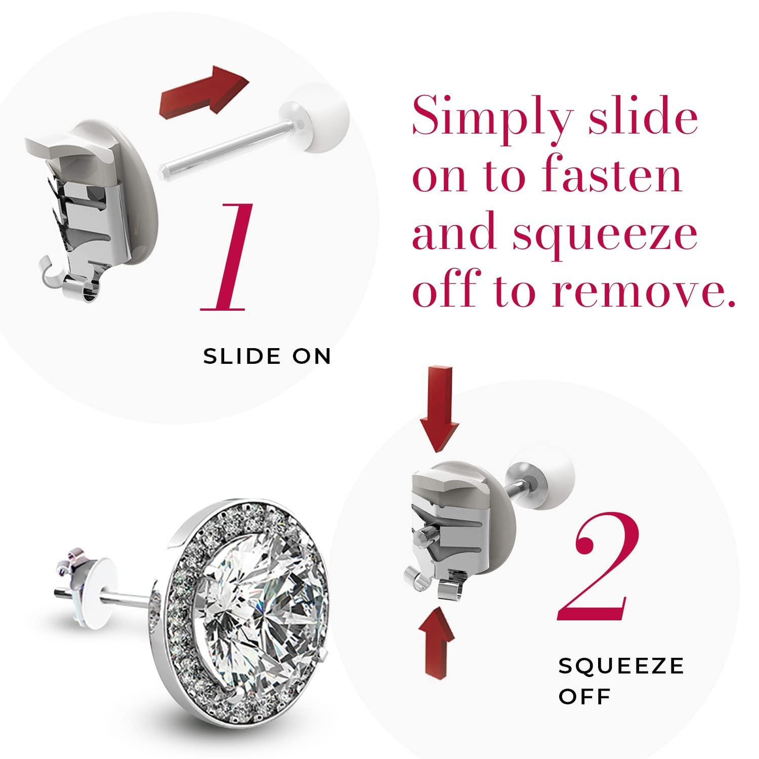 Locking Earring Backs - Hypoallergenic Earring Backs for Studs, Hoops, and Mo...